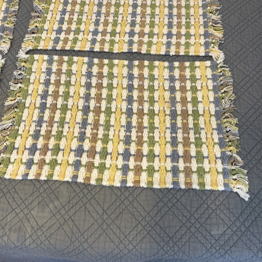Pier 1 Imports Set of 4 Cotton Woven Plaid Placemats Multi Color Linens